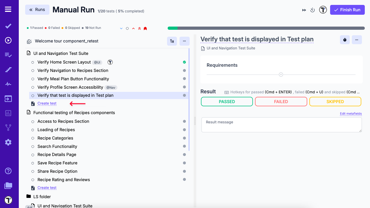 Testomat.io - Create test case